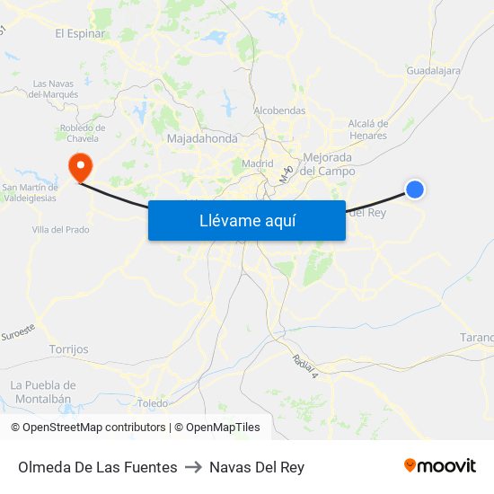 Olmeda De Las Fuentes to Navas Del Rey map