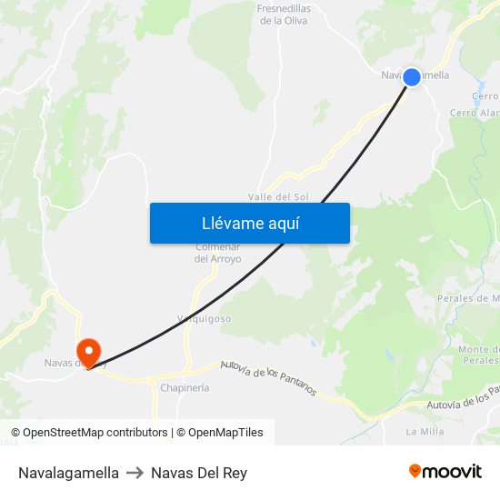 Navalagamella to Navas Del Rey map