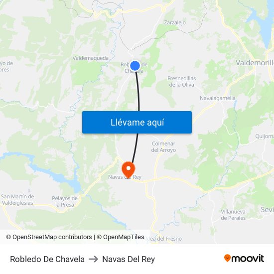 Robledo De Chavela to Navas Del Rey map