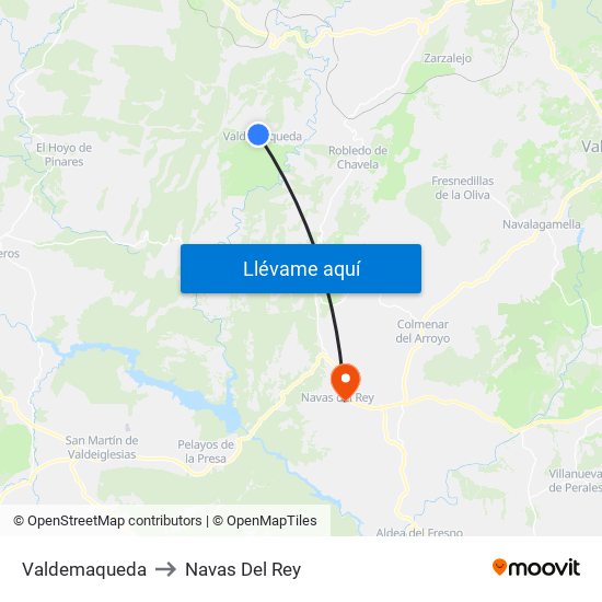 Valdemaqueda to Navas Del Rey map