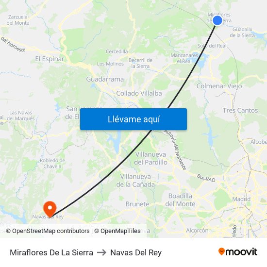 Miraflores De La Sierra to Navas Del Rey map