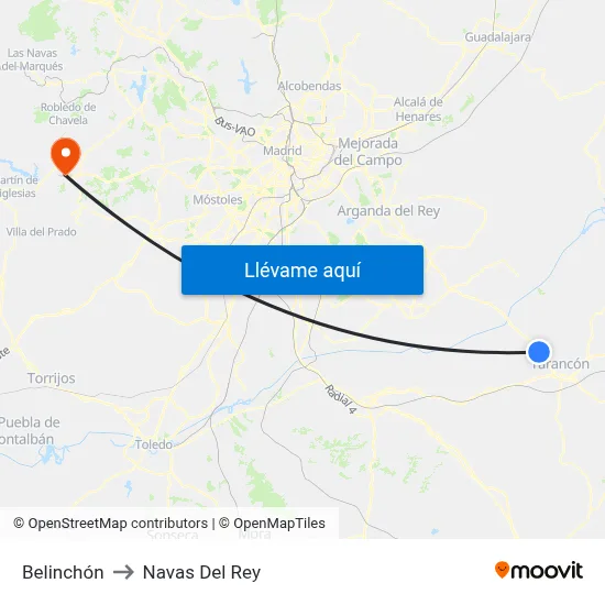 Belinchón to Navas Del Rey map