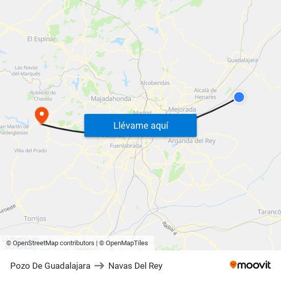 Pozo De Guadalajara to Navas Del Rey map