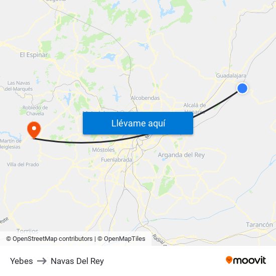 Yebes to Navas Del Rey map
