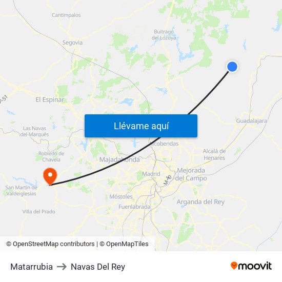 Matarrubia to Navas Del Rey map