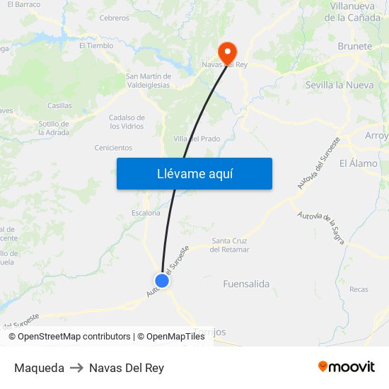 Maqueda to Navas Del Rey map