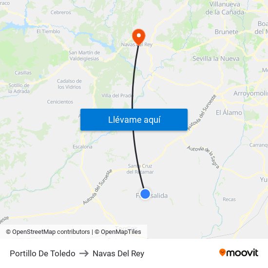 Portillo De Toledo to Navas Del Rey map