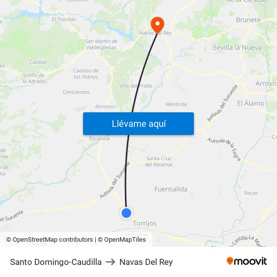 Santo Domingo-Caudilla to Navas Del Rey map