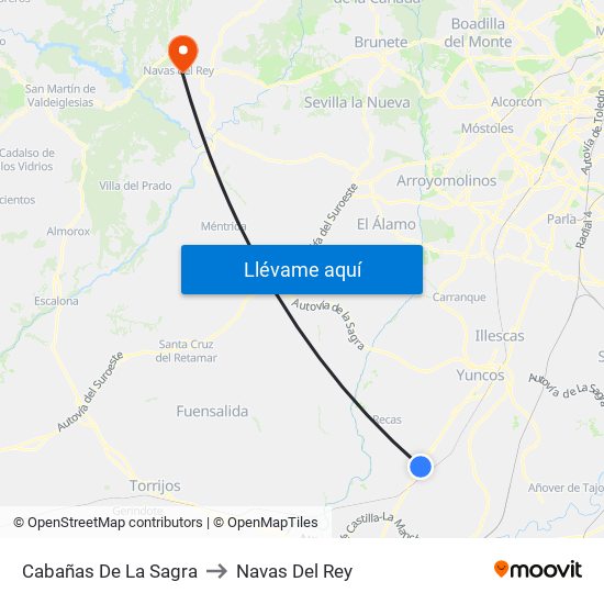 Cabañas De La Sagra to Navas Del Rey map