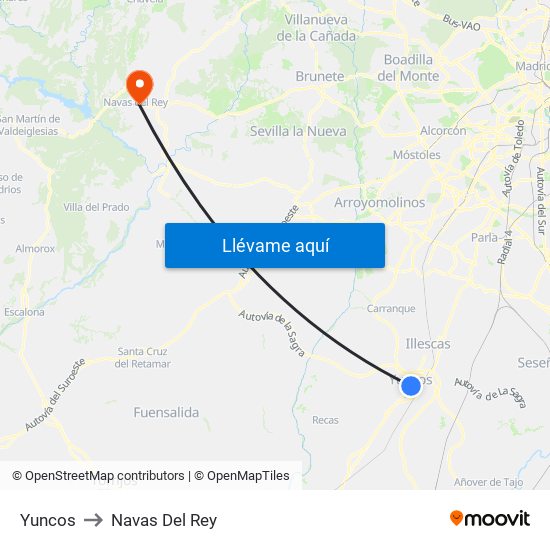 Yuncos to Navas Del Rey map