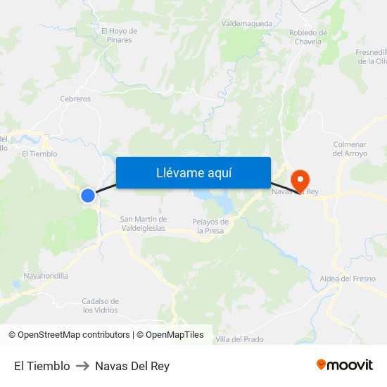 El Tiemblo to Navas Del Rey map