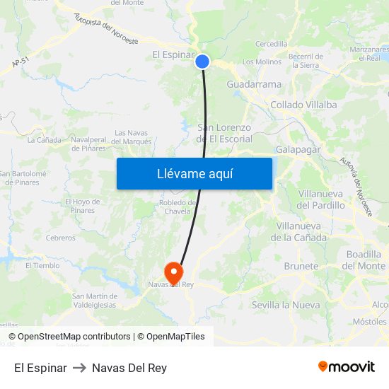 El Espinar to Navas Del Rey map