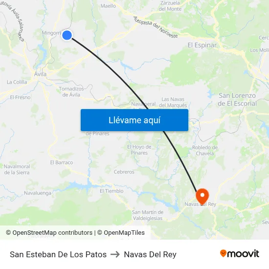 San Esteban De Los Patos to Navas Del Rey map