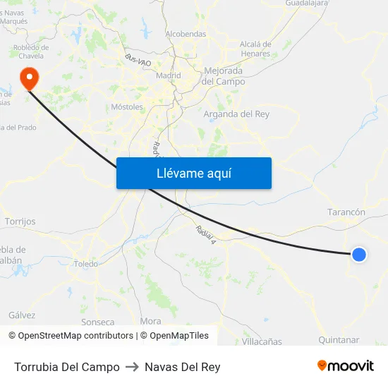 Torrubia Del Campo to Navas Del Rey map