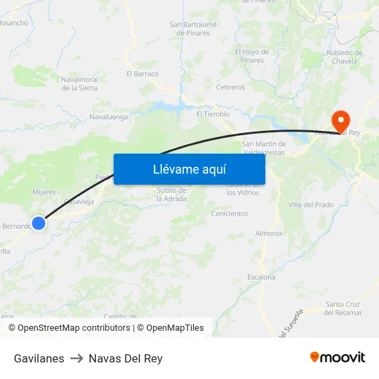Gavilanes to Navas Del Rey map