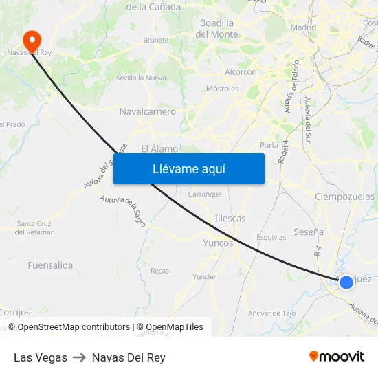 Las Vegas to Navas Del Rey map