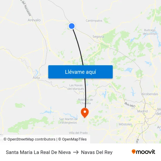 Santa María La Real De Nieva to Navas Del Rey map