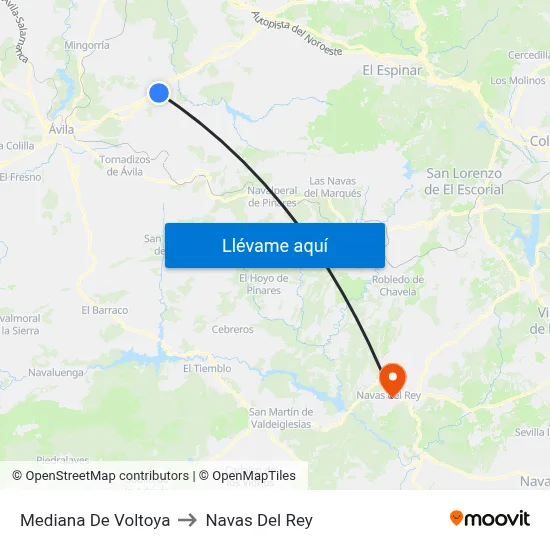 Mediana De Voltoya to Navas Del Rey map