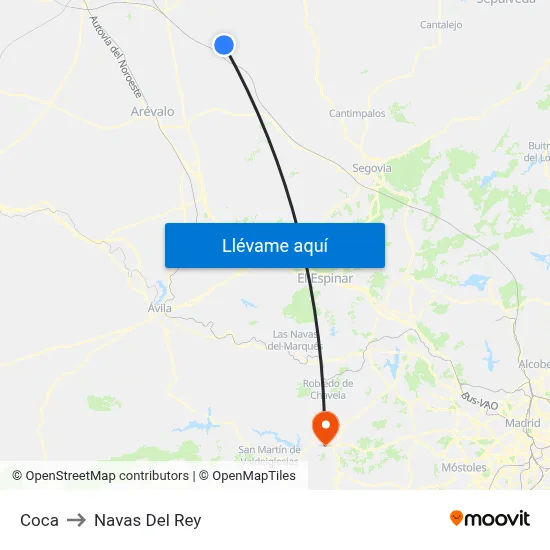 Coca to Navas Del Rey map