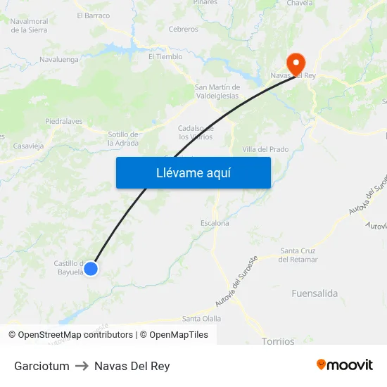 Garciotum to Navas Del Rey map