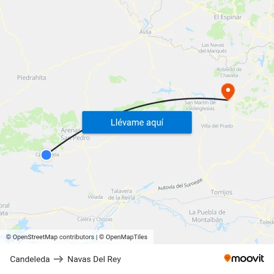 Candeleda to Navas Del Rey map