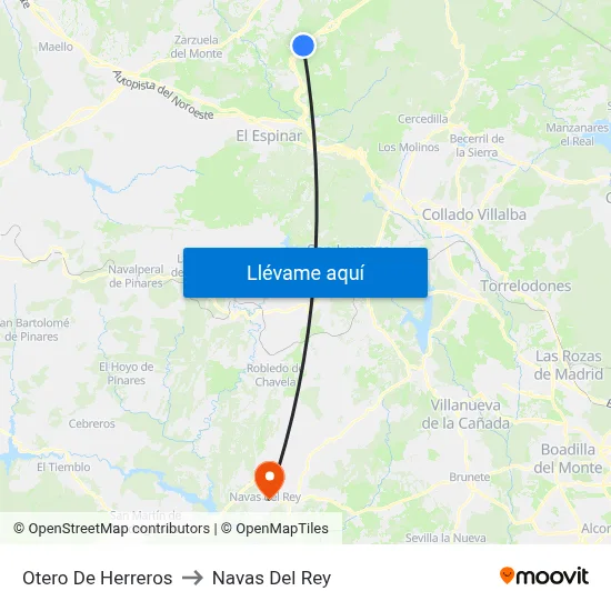 Otero De Herreros to Navas Del Rey map