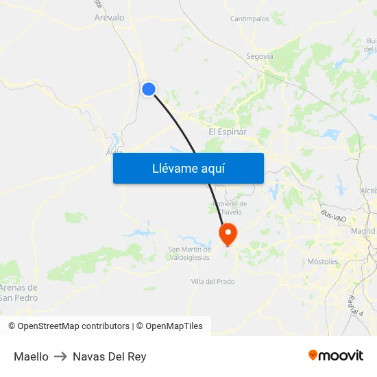 Maello to Navas Del Rey map