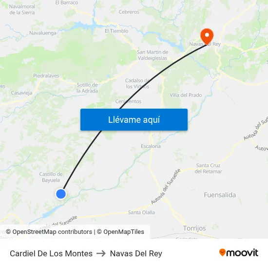 Cardiel De Los Montes to Navas Del Rey map