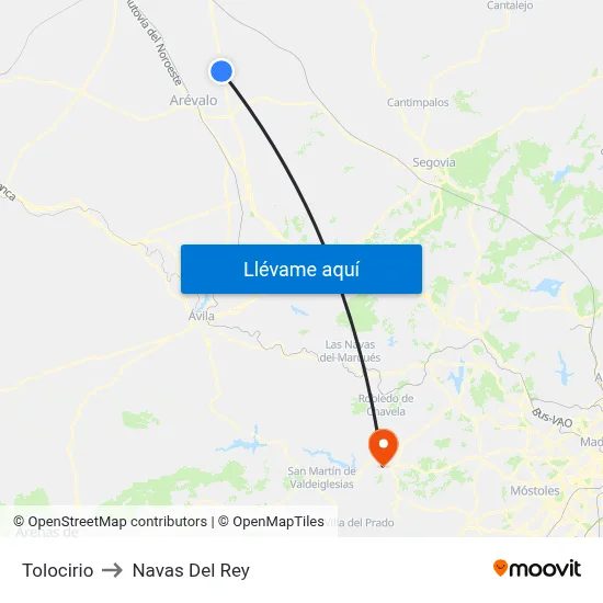 Tolocirio to Navas Del Rey map