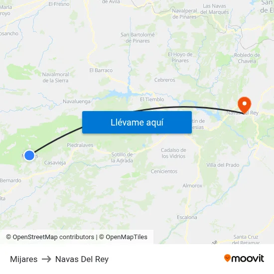 Mijares to Navas Del Rey map