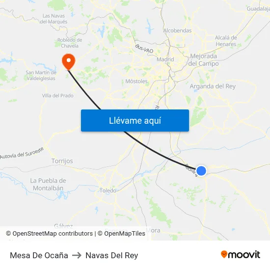 Mesa De Ocaña to Navas Del Rey map