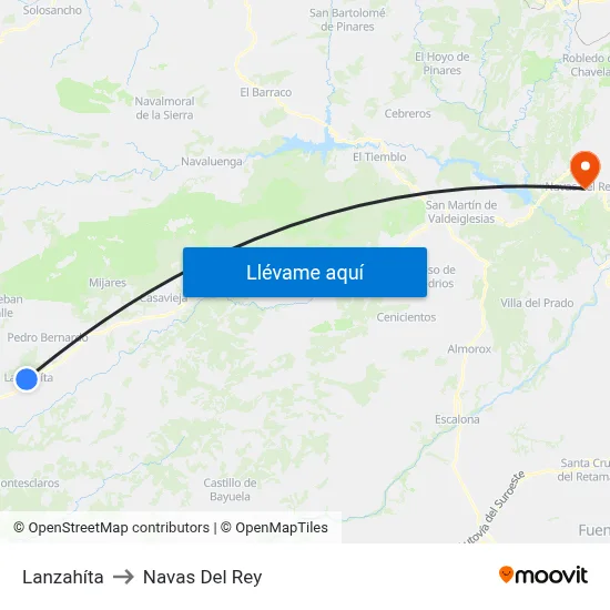 Lanzahíta to Navas Del Rey map