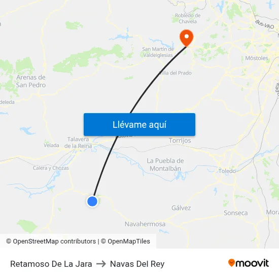 Retamoso De La Jara to Navas Del Rey map