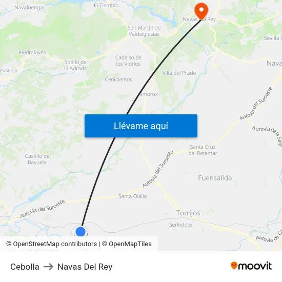 Cebolla to Navas Del Rey map