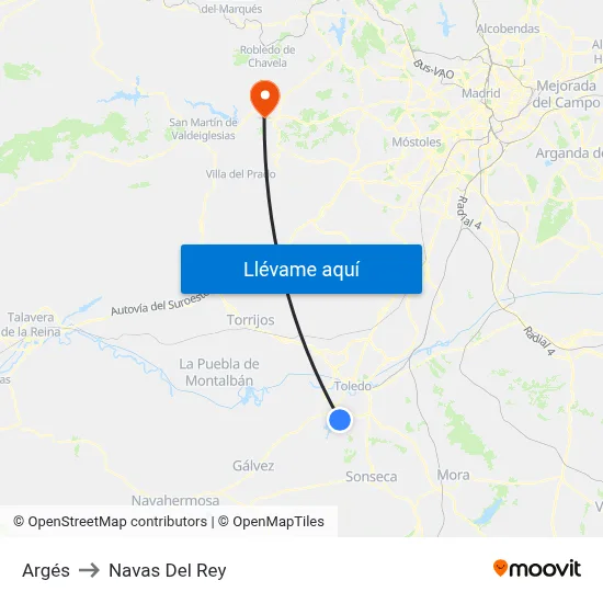 Argés to Navas Del Rey map
