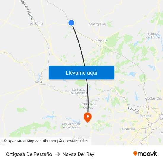 Ortigosa De Pestaño to Navas Del Rey map