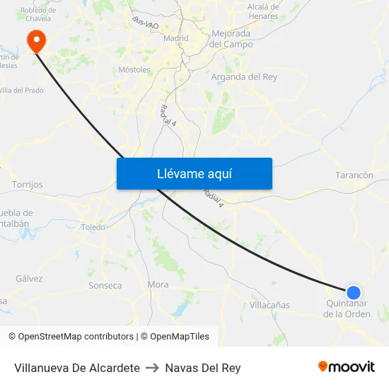Villanueva De Alcardete to Navas Del Rey map