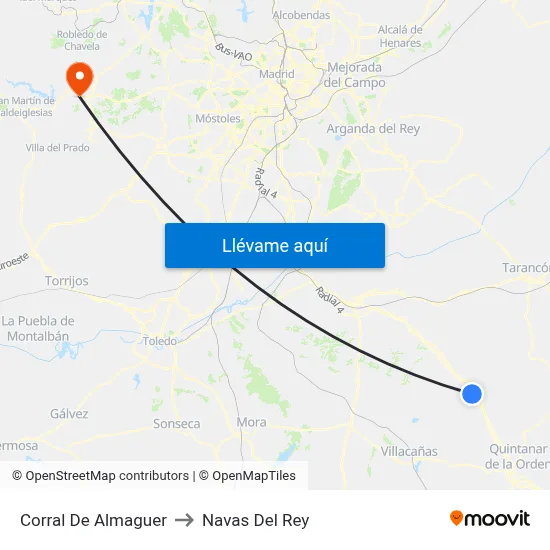 Corral De Almaguer to Navas Del Rey map