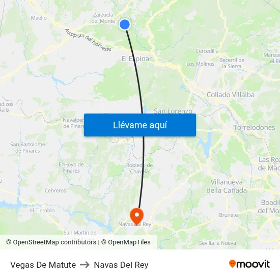 Vegas De Matute to Navas Del Rey map