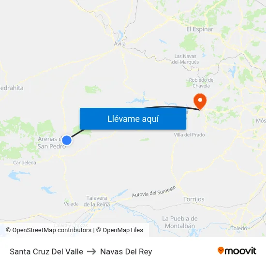 Santa Cruz Del Valle to Navas Del Rey map