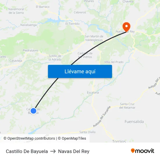 Castillo De Bayuela to Navas Del Rey map