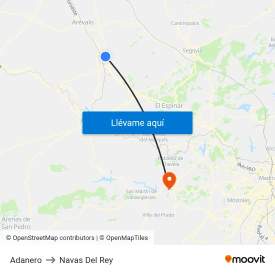 Adanero to Navas Del Rey map