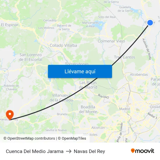 Cuenca Del Medio Jarama to Navas Del Rey map