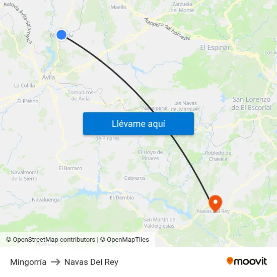 Mingorría to Navas Del Rey map