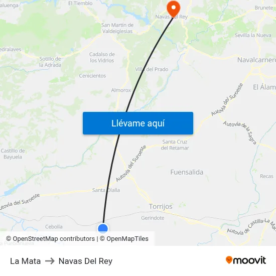 La Mata to Navas Del Rey map