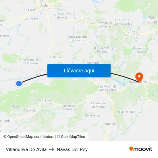 Villanueva De Ávila to Navas Del Rey map