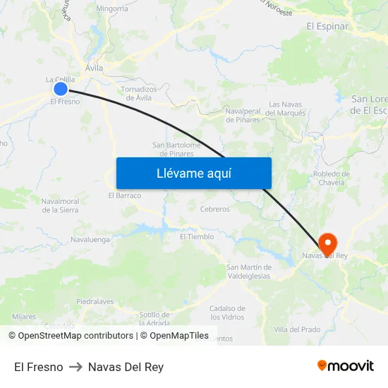 El Fresno to Navas Del Rey map