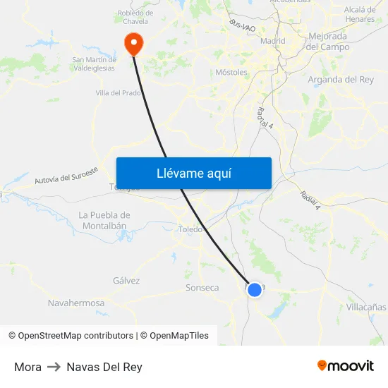 Mora to Navas Del Rey map