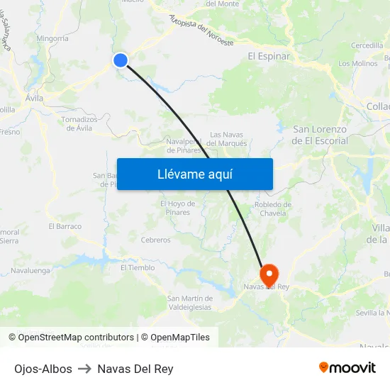 Ojos-Albos to Navas Del Rey map