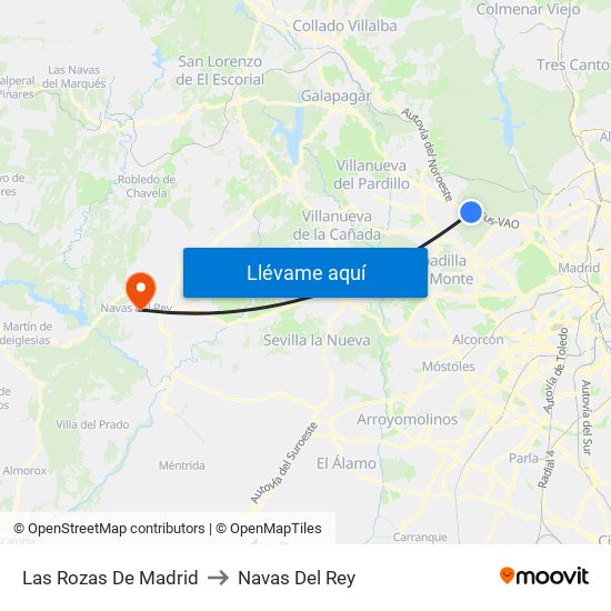 Las Rozas De Madrid to Navas Del Rey map